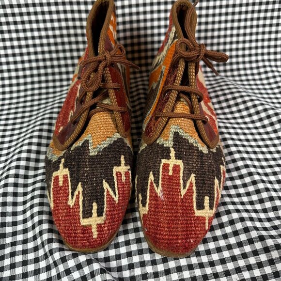 Turkish Kilim Style Southwestern Wool Western Boots UK Size 5 / Women's 8 - Picture 2 of 6